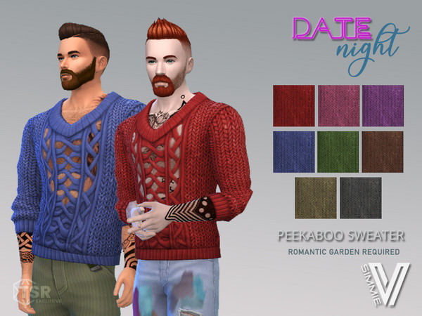 Sims 4 — Date Night Peekaboo Sweater by SimmieV — A very sexy peekaboo heart design gives this sweater that extra