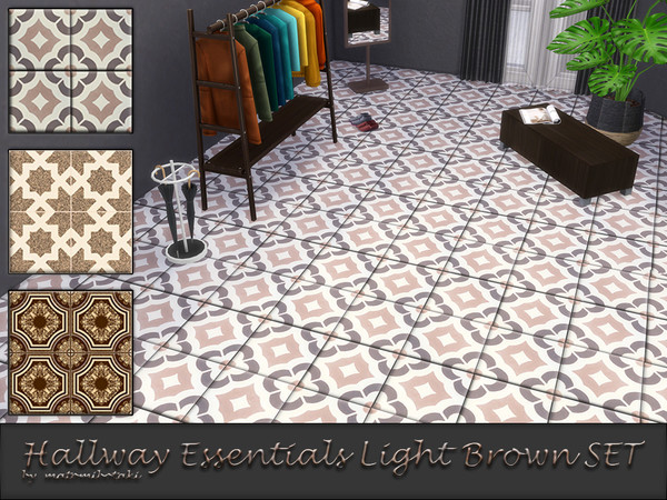Sims 4 — Hallway Essentials Light Brown SET by matomibotaki — Elegant tiles that make every entrance area a highlight, of