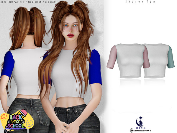 Sims 4 — Back To School - Sharon Top by _ironik_ — -8 Colors