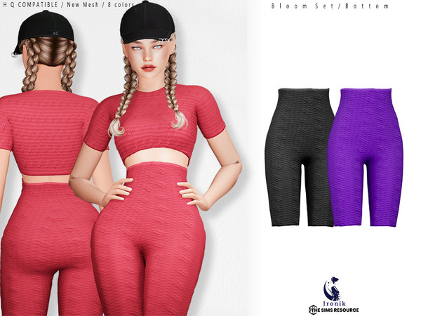 Sims 4 — Bloom Sports Outfit Set - Bottom by _ironik_ — -8 Colors