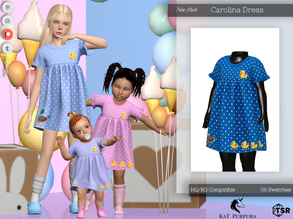 Sims 4 — Carolina Dress- Toddler by KaTPurpura — Short loose dress with ruffles on the sleeves