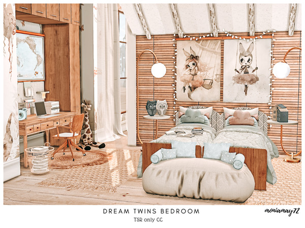 Sims 4 — Dream Twins Bedroom TSR only CC by Moniamay72 — This is cozy twins bedroom for Back to School Collab.