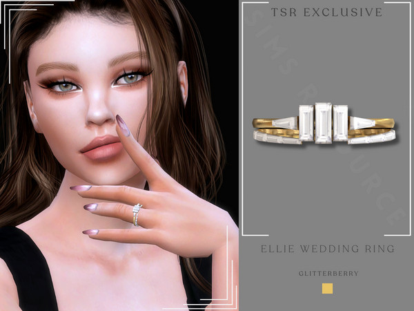 Sims 4 — Ellie Wedding Ring by Glitterberryfly — A gorgeous white diamond engagement ring set in gold with diamond
