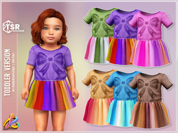 Sims 4 — Dress 292 -Toddler by RobertaPLobo — Dress 292 - Bow - Toddler version - TS4