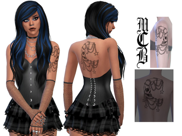 Sims 4 — Skull Moon Left Upper Arm Tattoo by MaruChanBe2 — An upper arm tattoo for your cuties.