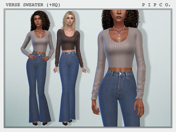 Sims 4 — Verse Sweater. by Pipco — A simple sweater in 27 colors. Base Game Compatible