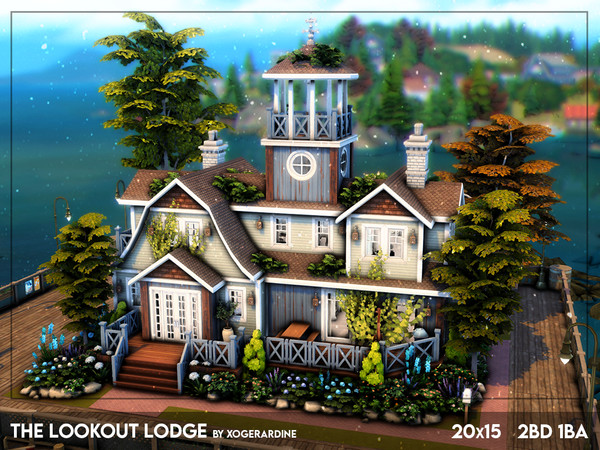 Sims 4 — The Lookout Lodge (NO CC) by xogerardine — Enjoy this cute converted lighthouse into a cozy house! x