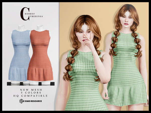 Sims 4 — Short Dress D-320 by ChordoftheRings — ChordoftheRings Short Dress D-320 - 5 Colors - New Mesh (All LODs) - All