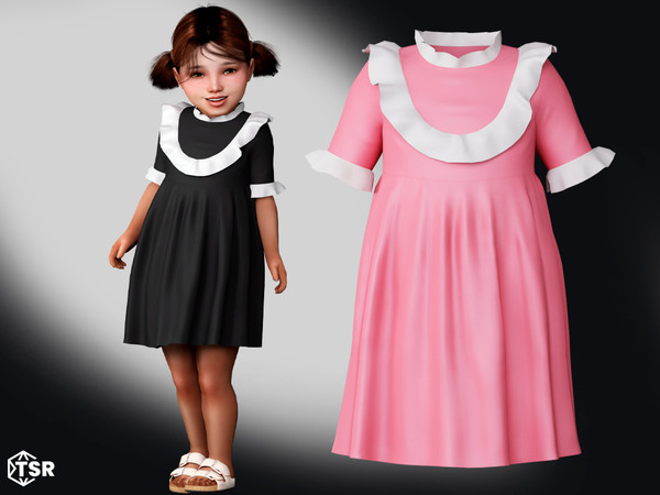 Sims 4 — Manami - Toddler Dress with Frill Accents by Garfiel — This adorable toddler dress features playful frill