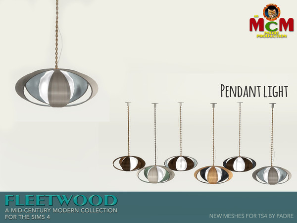 Sims 4 — Fleetwood Wooden Pendant Light by Padre — This curved, teak pendant light is made using a steam-bent process