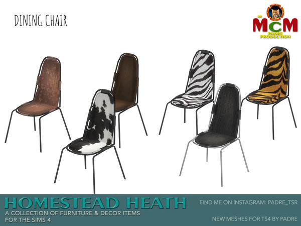 Sims 4 — Homestead Heath Dining Chair by Padre — Homestead Heath... This set is a departure from my norm. A warm and cosy