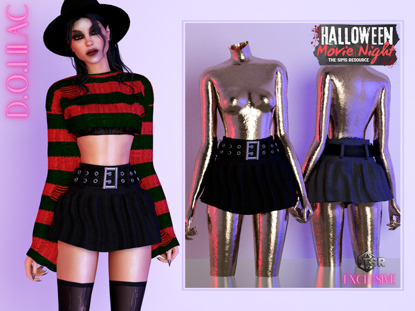 Sims 4 — Halloween Freddy Krueger Outfits (Bottom) DO0556 by DOLilac — Custom thumbnail
