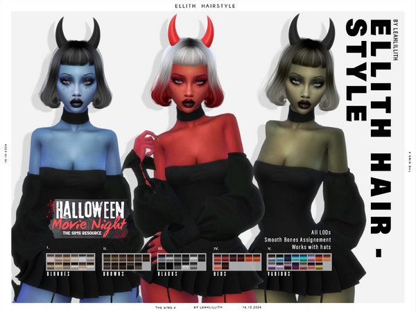 Sims 4 — LeahLillith_EllithHairstyle_001.package by Leah_Lillith — All LODs, Smooth bones, Custom CAS thumbnail, Works