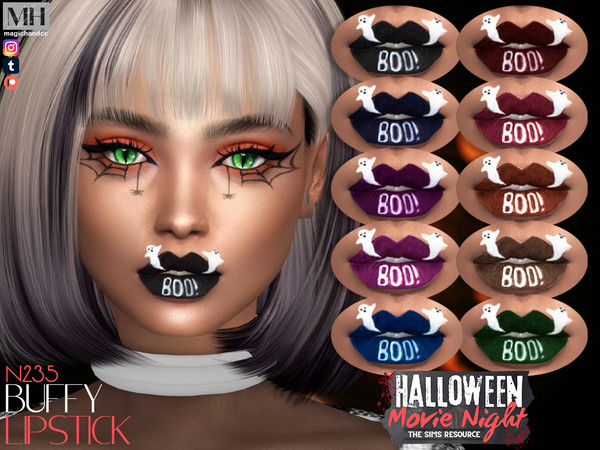 Sims 4 — Halloween Buffy Lipstick N235 by MagicHand — Spooky Halloween lips paint in 14 colors - HQ Compatible.