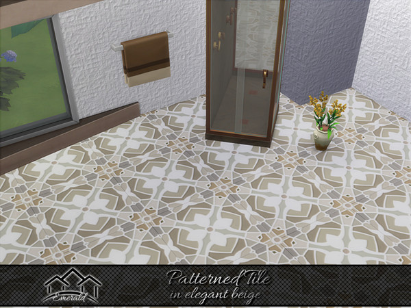 Sims 4 — Patterned Tile in elegant beige1 by Emerald — Impressive slip resistant patterned tile with durability and