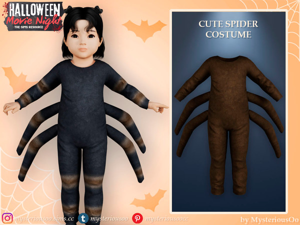 Sims 4 — Halloween Movie Night - Cute spider costume by MysteriousOo — Cute spider costume in 6 colors for toddlers