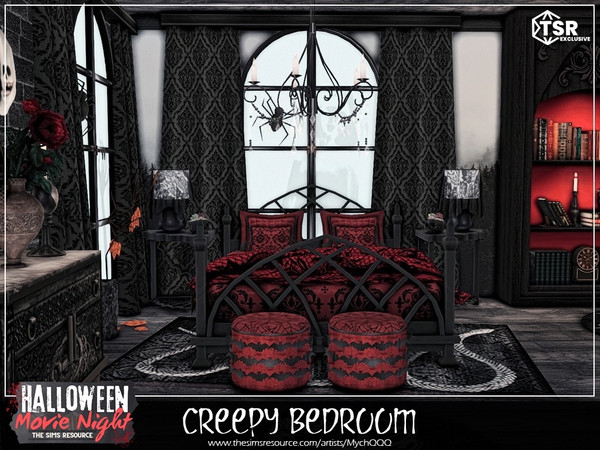 Sims 4 — Creepy Bedroom by MychQQQ — Value: $18,184