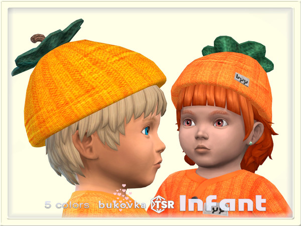 Sims 4 — Pumpkin Hat by bukovka — Hat for infants of both sexes: boys and girls in 5 coloring options. All cards have