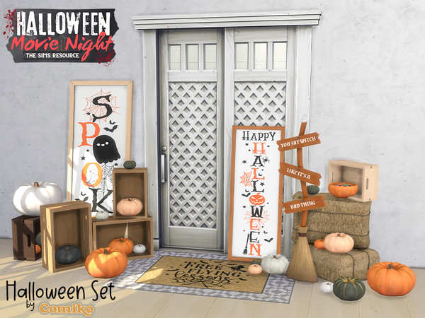 Sims 4 — Halloween Porch Clutter Set by Comiko — Hi! Halloween Porch Clutter Set is base game compatible and consists of