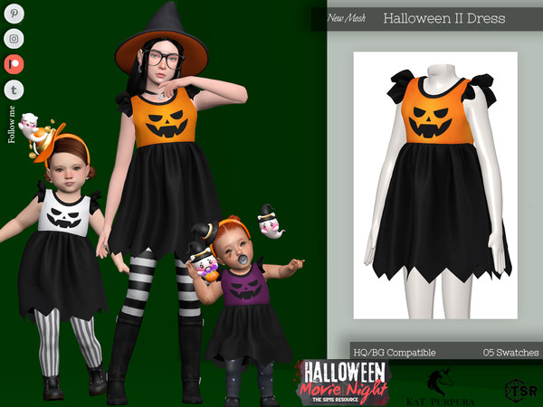 Sims 4 — Halloween II Dress- Child by KaTPurpura — Short dress with ruffles and sharp edges with Halloween theme