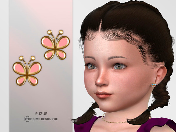 Sims 4 — Butterfly Earrings Toddler by Suzue — New Mesh (Suzue)
