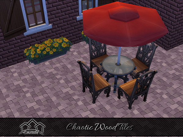 Sims 4 — Chaotic Wood Tiles3 by Emerald — Enhance your home with stylish Chaotic wood tiles, with stain resistance and