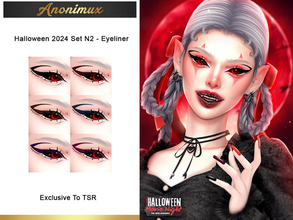 Sims 4 — Halloween 2024 Set N2 - Eyeliner by Anonimux_Simmer — - 6 Swatches