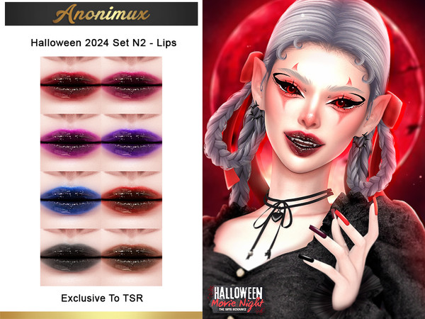 Sims 4 — Halloween 2024 Set N2 - Lips by Anonimux_Simmer — - 8 Swatches