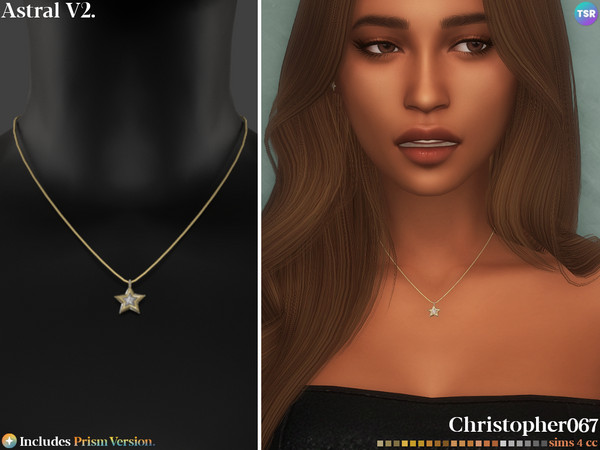 Sims 4 — Astral Necklace V2 by christopher0672 — This is a super cute n minimal diamond star pendant necklace! 21 Metal