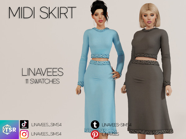 Sims 4 — SAMARA - MIDI SKIRT by linavees — New Mesh