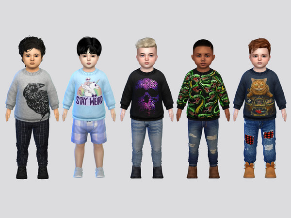 Sims 4 — Macabre Print Sweater Toddler by McLayneSims — TSR EXCLUSIVE