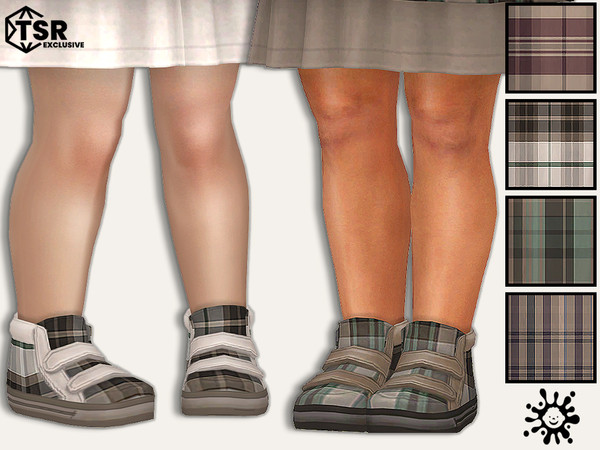 Sims 4 — Toddler Dark Plaid Sneakers by Pelineldis — Six plaid sneakers for toddler boys and girls in dark and brown
