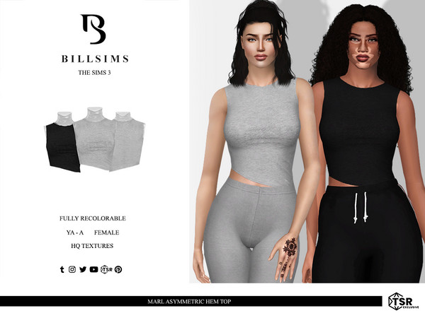 Sims 3 — Marl Asymmetric Hem Top by Bill_Sims — This top features a marl material with an asymmetric hemline! - Female,