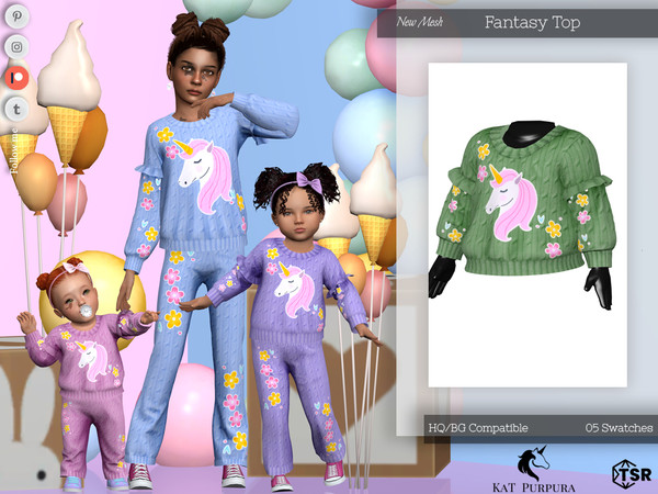Sims 4 — Fantasy Top- Infant by KaTPurpura — Long sleeve sweater top for girls