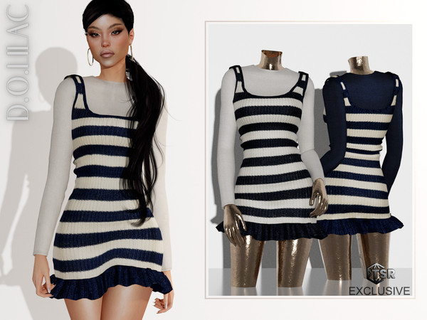 Sims 4 — Ruffled Cashmere Mini Tank Dress with T-shirt DO0583 by DOLilac — Custom thumbnail
