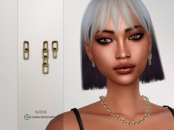 Sims 4 — Onix Earrings by Suzue — New Mesh (Suzue)
