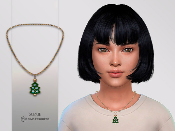 Sims 4 — Christmas Tree Necklace Child by Suzue — New Mesh (Suzue)