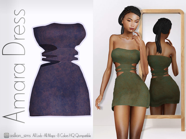 Sims 4 — Amara Dress - ACN 524 by Asilkan — - 8 Colors