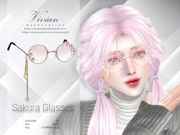 Sims 4 — Sakura - Glasses by VivianDang — - All new meshes
