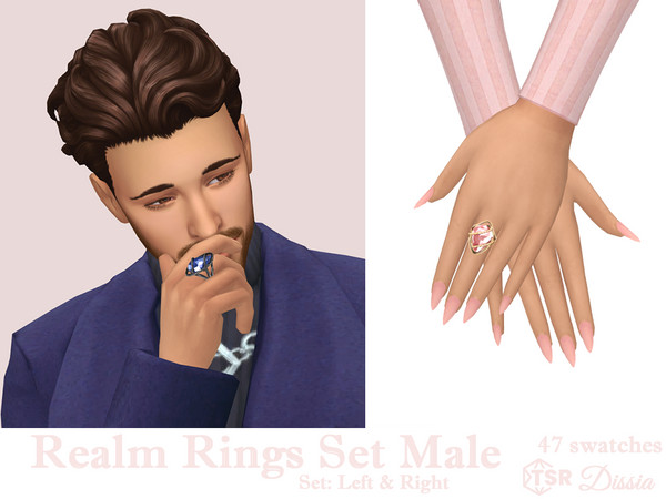 Sims 4 — Realm Ring Male (Left) by Dissia — Ring with a glowing crystal, perfect for your spellcaster sims!