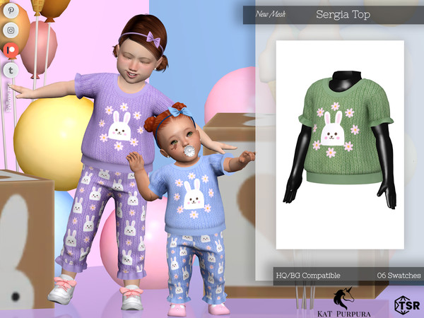 Sims 4 — Sergia Top- Toddler by KaTPurpura — Short sleeve wool top for girls