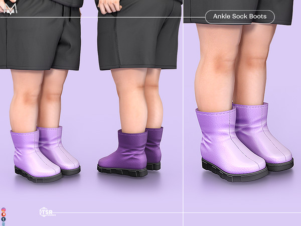 Sims 4 — Ankle Sock Boots S424 (Toddler) by Mermalade — New Mesh