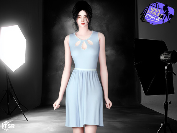 Sims 4 — Ina - Dress with cutouts at the neckline by Garfiel — A stylish dress featuring elegant cutouts at the neckline
