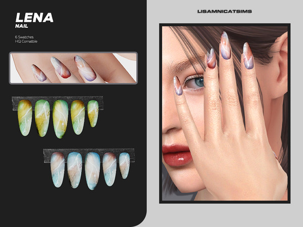 Sims 4 — Lena Nail by Lisaminicatsims — -Fingernail category -HQ comatble -6 swatches