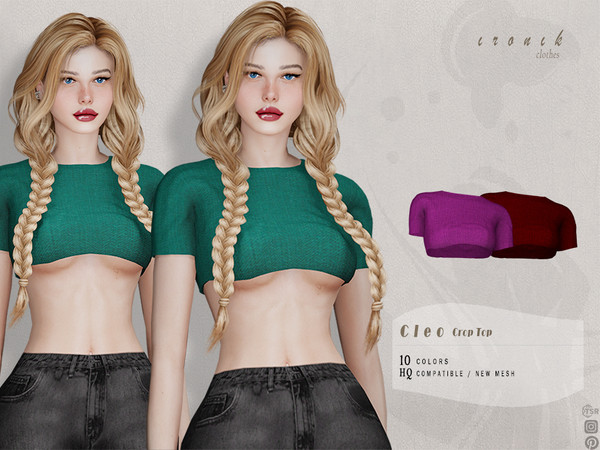 Sims 4 — Cleo Crop Top by _ironik_ — -10 Colors