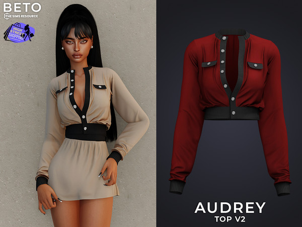 Sims 4 — Audrey (Top V2) by Beto_ae0 — Elegant, luxurious and classic outfit for women. Enjoy it - 05 colors