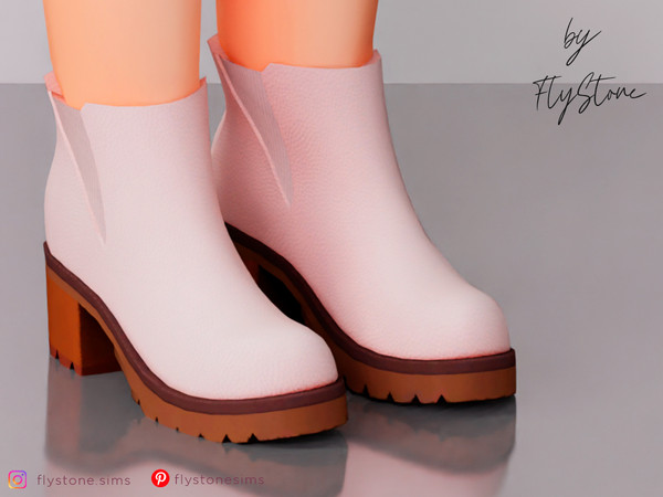 Sims 4 — Child Leather Boots On High Sole by FlyStone — Stylish child leather boots on high sole