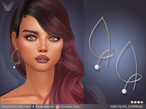 Sims 4 — Aria Pearl Earrings by feyona — Aria Pearl Earrings come in 4 colors of metal: yellow gold, white gold, rose