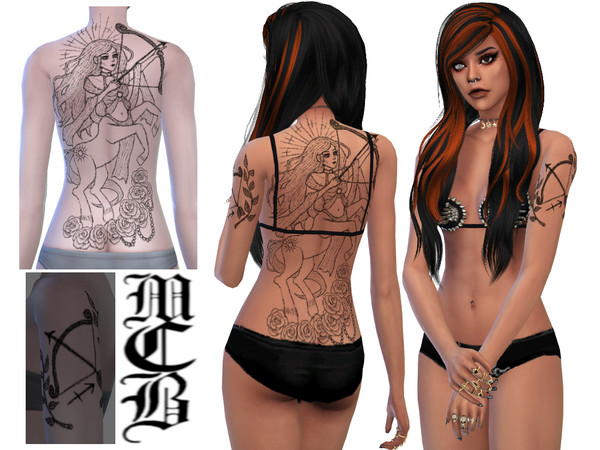 Sims 4 — Sagittarius - Zodiac Back Tattoo by MaruChanBe2 — A back tattoo for your cuties.