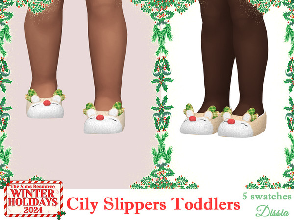 Sims 4 — Cily Slippers Toddlers by Dissia — Cute winter christmas themed slippers for toddlers